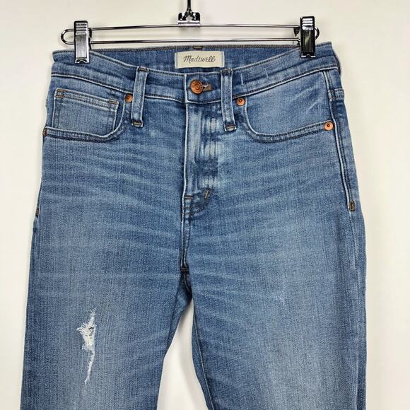 Madewell 9" High-Rise Skinny Jeans Ripped Distressed Medium Wash Size 24 - Picture 2 of 7